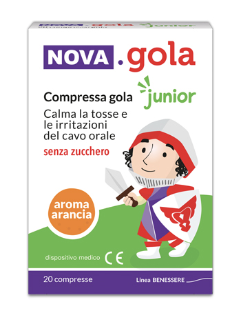 NOVA GOLA JUNIOR ARANCIA 20 COMPRESSE SENZA ZUCCHERO