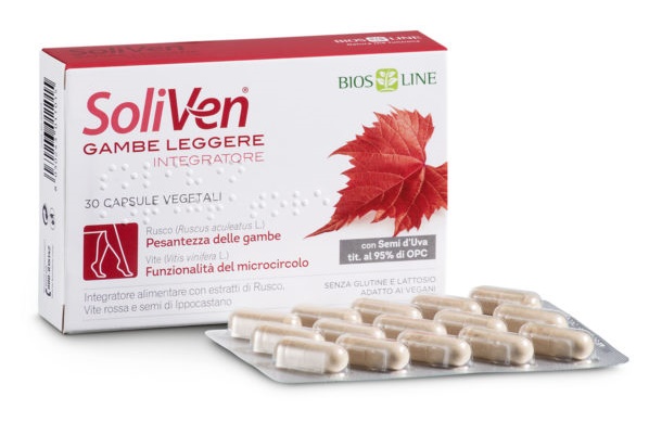Soliven Gambe Leggere - Integratore per Gambe Stanche e Affaticate - 30 Capsule