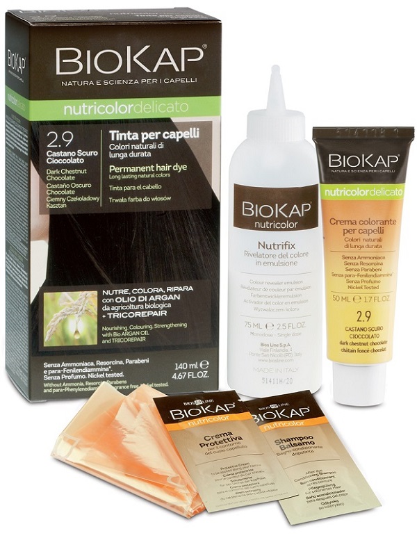 Biokap Nutricolor Delicato - Tinta per Capelli Colore 2.9 Castano Scuro Cioccolato - 140 ml