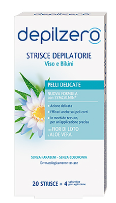 Depilzero Strisce Depilatorie Viso e Bikini 20 Pezzi