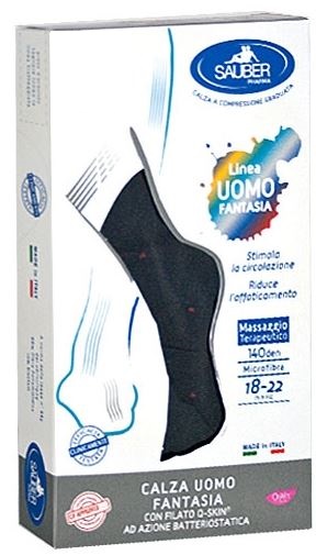 SAUBER CALZA UOMO FANTASIA Q-SKIN 140 DEN BLU POIS ROSSI TAGLIA M