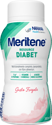 Meritene Resource Diabet - Alimento Iperproteico con 28 Vitamine e Minerali - Gusto Fragola 200 ml