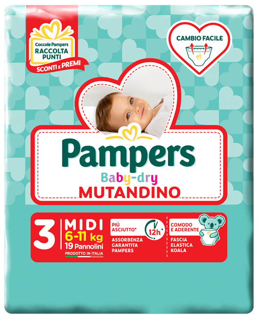 Pampers Baby Dry Mutandino - Pannolini Taglia 7 - 19 Pezzi