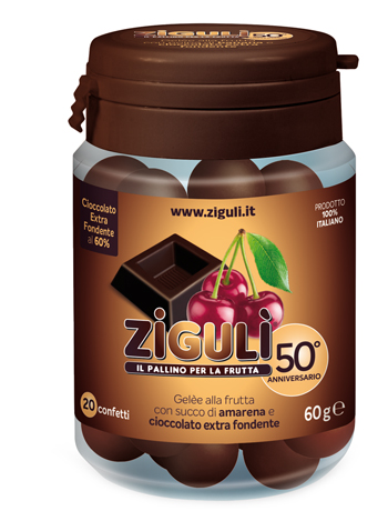 ZIGULI GELEE GUSTO AMARENA E CIOCCOLATO FONDENTE 60% 20 CONFETTI 60 G