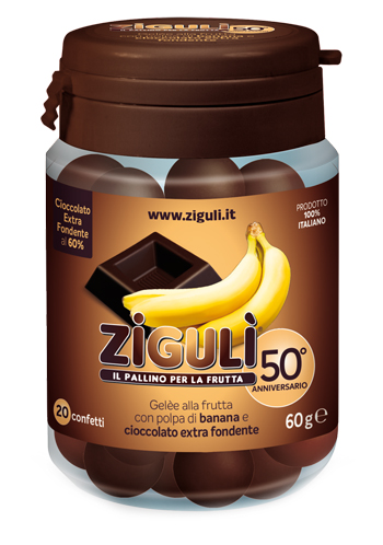 ZIGULI GELEE GUSTO BANANA E CIOCCOLATO FONDENTE 60% 20 CONFETTI 60 G