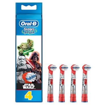 Oral-B - Testine di Ricambio per Spazzolino Elettrico per Bambini Edizione Star Wars - 4 Testine