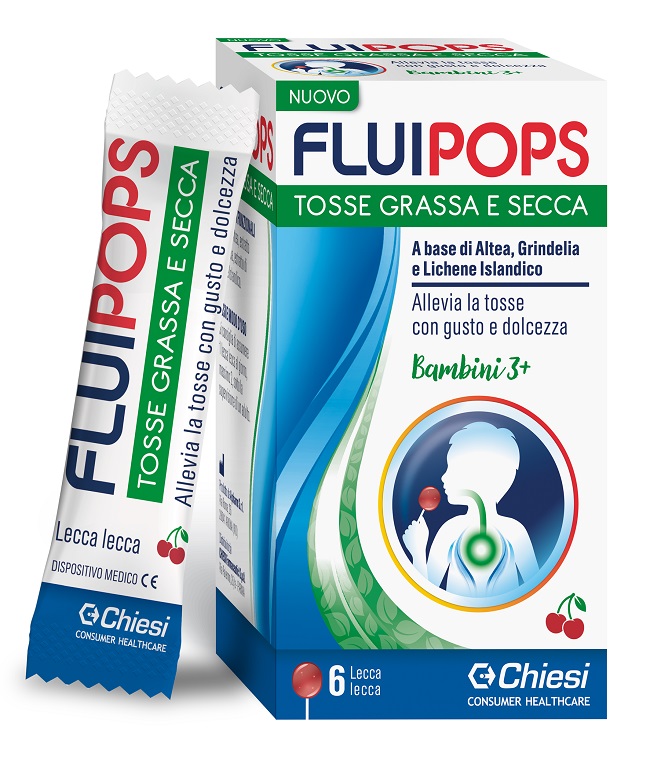 Fluipops - Lecca-Lecca per Tosse Gusto Ciliegia - 6 Pezzi