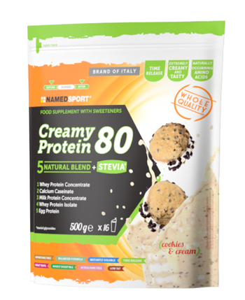 namedsport srl named sport creamy protein 80 gusto cookies & crema - integratore per massa muscolare - 500 g