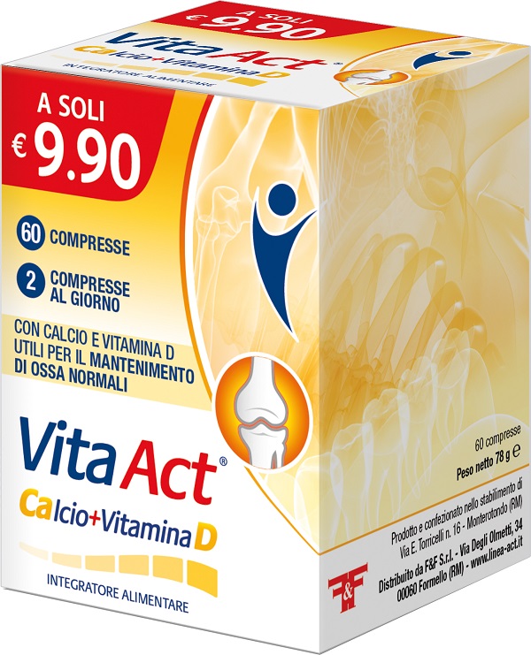 Vita Act Calcio + Vitamina D Integratore Ossa e Denti 60 Compresse
