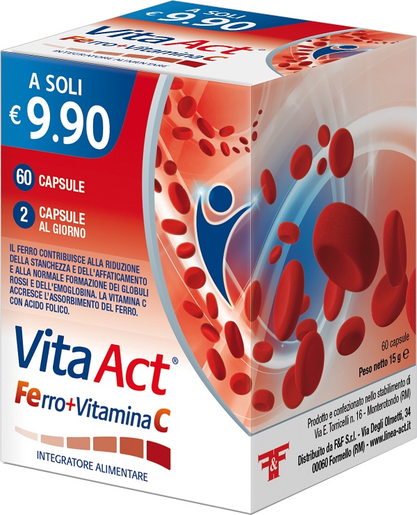 Vita Act Ferro + Vitamina C Integratore Antiossidante 60 Capsule