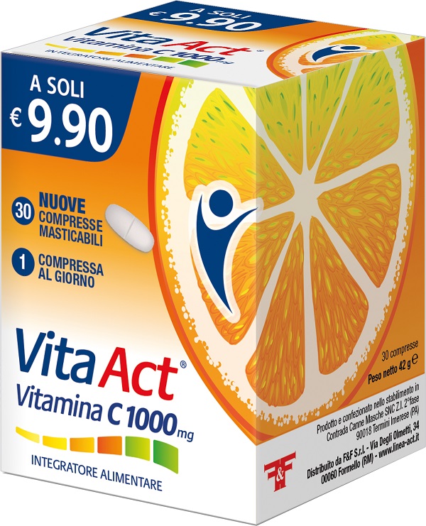 Vita Act Vitamina C 1000 mg Integratore Difese Immunitarie 30 Compresse Masticabili