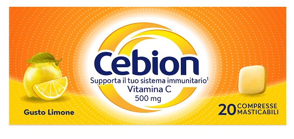 Cebion - Integratore di Vitamina C 500 mg Gusto Limone - 20 Compresse Masticabili