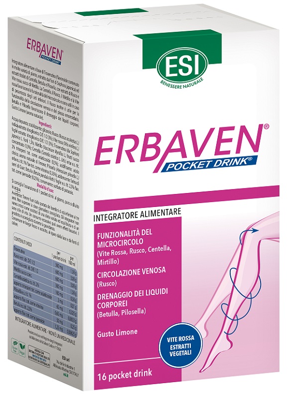 Esi Erbaven Drink - Integratore Gambe Pesanti - 16 Bustine