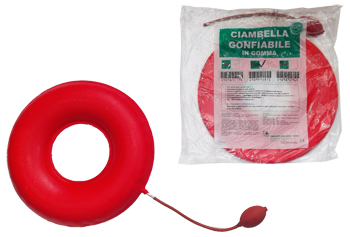 CIAMBELLA GONFIABILE PER INVALIDI IN GOMMA ROSSA TEAM DELUXECON POMPA 43CM DIAMETRO