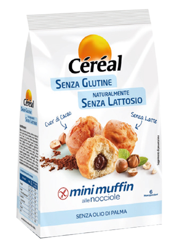 CEREAL MINI MUFFIN ALLE NOCCIOLE SENZA GLUTINE E LATTOSIO 6MONOPORZIONI