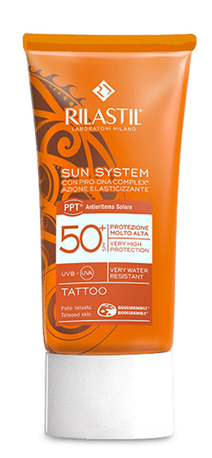 Rilastil Sun System - Crema Solare per Pelli Tatuate Protezione Molto Alta SPF 50+ - 75 ml