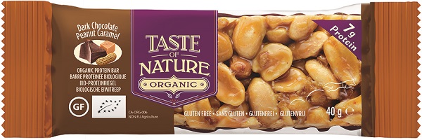 TASTE OF NATURE BARRETTA ALLE ARACHIDI E CARAMELLO CON CIOCCOLATO FONDENTE BIO 40 G