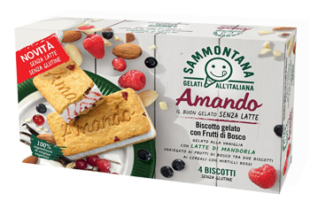 AMANDO GELATO ALLA VANIGLIA CON LATTE DI MANDORLA TRA DUE BISCOTTI CON FRUTTI DI BOSCO 4 PEZZI