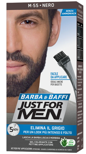 combe italia srl just for men colorante barba & baffi m55, nero