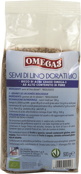 FSC OMEGA3 SEMI DI LINO DORATI BIO AD ALTO CONTENUTO DI FIBRA 500 G