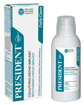 PRESIDENT ORTHO-IMPLANT COLLUTORIO PER APPARECCHIO E IMPLANTSYSTEM 250 ML