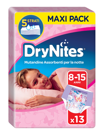 DRYNITES DOPPIO PACCO GIRL 8/15 ANNI PESO 27-57KG 13 PEZZI