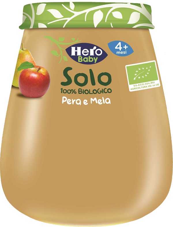 Hero Solo - Omogeneizzato Biologico 100% Gusto Mela Pera - 120 g