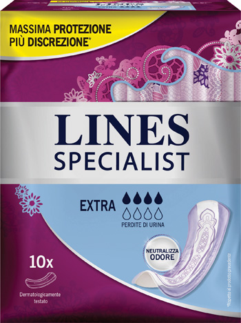 Lines Specialist Extra Farma - Pannolone per Incontinenza Assorbenza Extra - 10 Pezzi