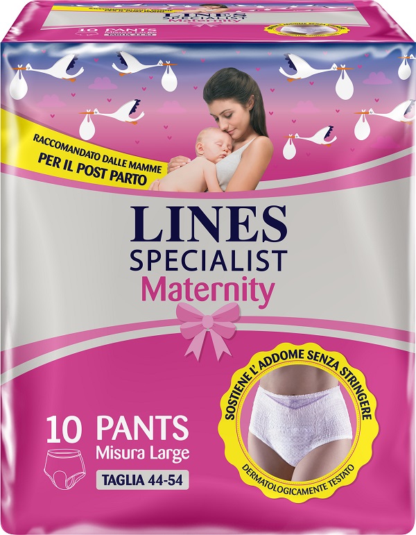 Lines Specialist Maternity - Mutandina Assorbente per Perdite Post Parto - Taglia Large 10 Pezzi