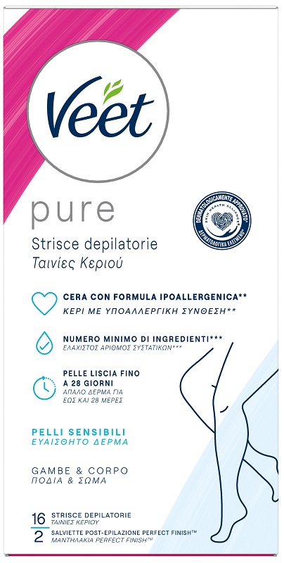 Veet Strisce Depilatorie Corpo e Gambe 16 Pezzi