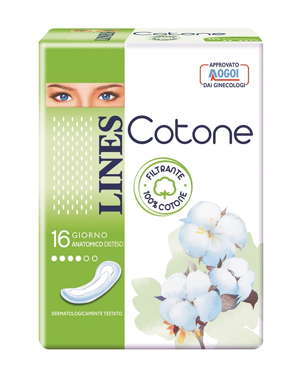 Lines Cotone - Assorbenti Giorno Anatomico Disteso - 16 Pezzi
