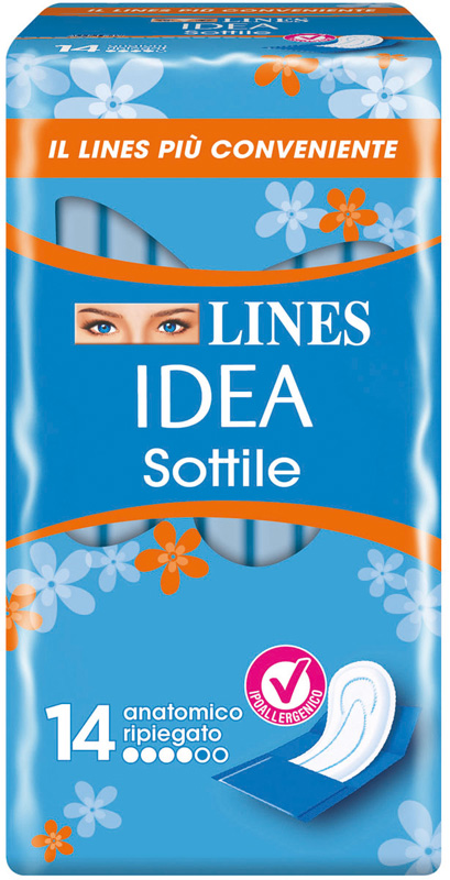LINES IDEA ASSORBENTE SOTTILE RIPIEGATO ANATOMICO 14 PEZZI