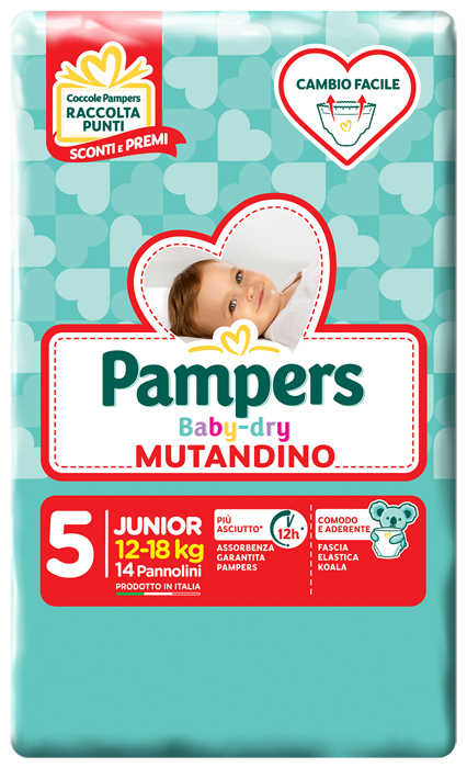 Pampers Baby Dry Mutandino - Pannolini Junior Taglia 5 - 14 Pezzi