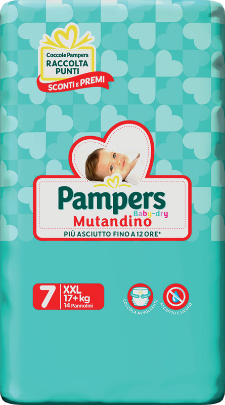 PAMPERS BABY DRY PANNOLINI A MUTANDINA TAGLIA XXL 14 PEZZI