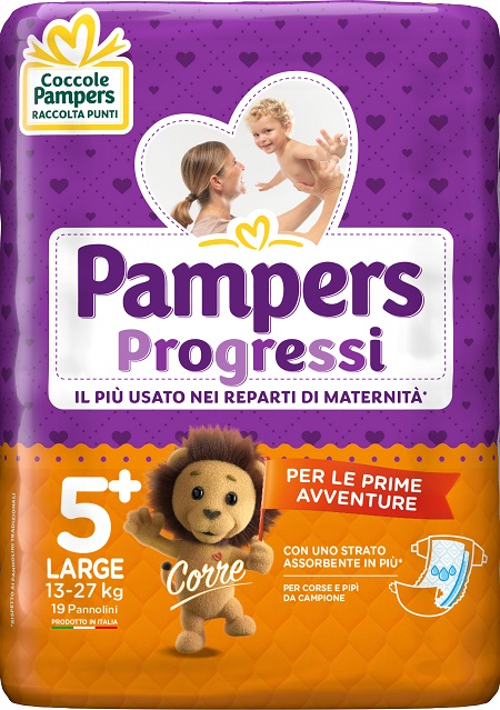 Pampers Progressi 5+ Large Pannolini 13-27kg 19 Pezzi