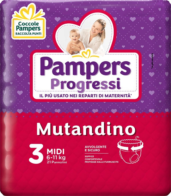 Pampers Progressi - Pannolini Mutandino Midi Taglia 3 - 21 Pezzi