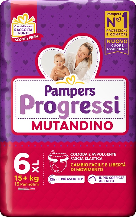 Pampers Progressi Mutandino 6 XL Pannolini 15 Pezzi