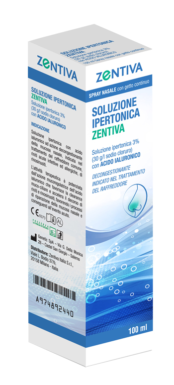 Zentiva Soluzione Ipertonica - Spray Nasale con Acido Ialuronico Decongestionante - 100 ml