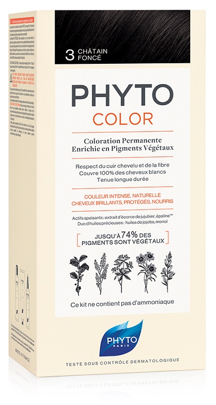PHYTOCOLOR 3 CASTANO SCURO 1 LATTE + 1 CREMA + 1 MASCHERA +1 PAIO DI GUANTI
