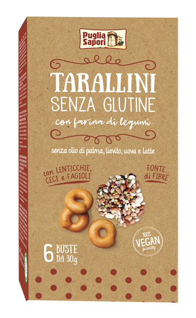 PUGLIA SAPORI TARALLINI CON FARINA DI LEGUMI 6 BUSTINE DA 30G