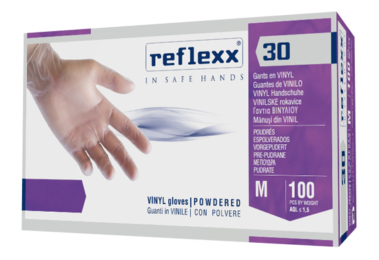 REFLEXX 30 GUANTO IN VINILE CON POLVERE M 100 PEZZI