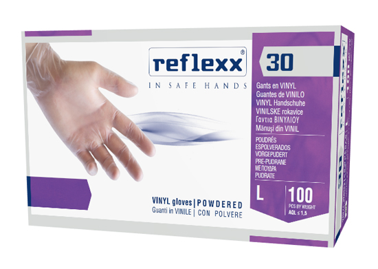 REFLEXX 30 GUANTO IN VINILE CON POLVERE L 100 PEZZI