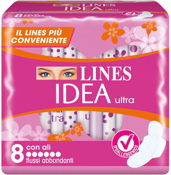 Lines Idea Ultra Assorbenti Flussi Abbondanti con Ali 8 Pezzi