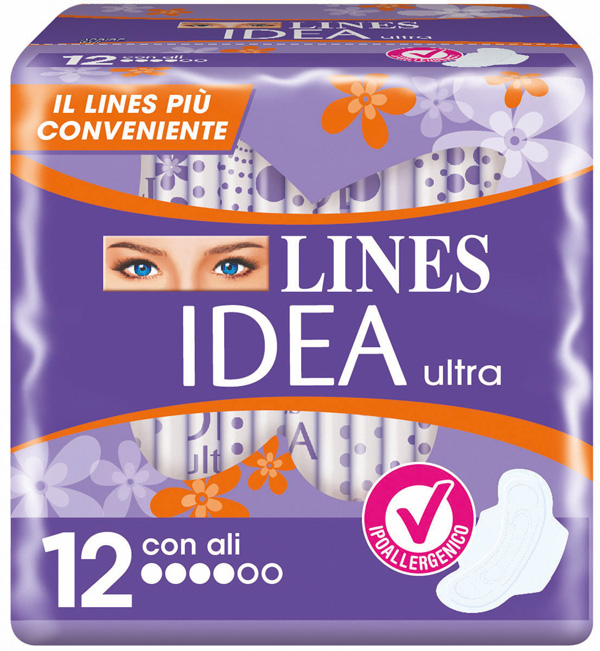 Lines Idea Ultra Giorno Assorbenti con Ali 12 Pezzi