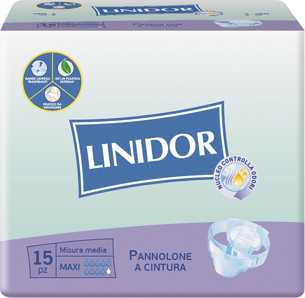 Linidor Pannolone a Cintura Maxi per Incontinenza Taglia M 15 Pezzi