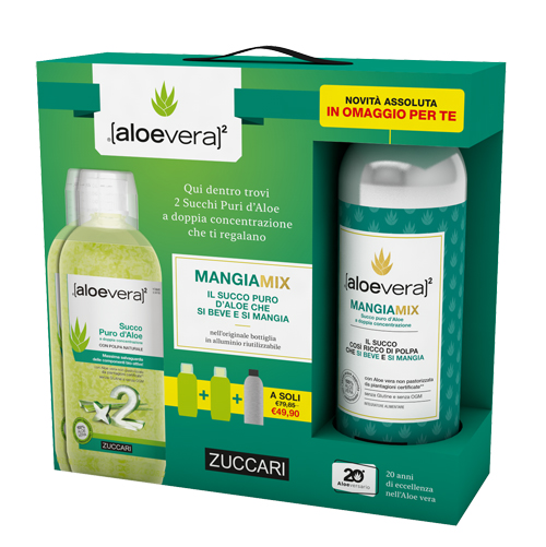 ZUCCARI ALOEVERA2 SUCCO PURO 2 LITRI + MANGIAMIX 1 LITRO