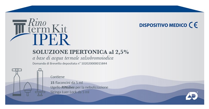 RINOTERM KIT IPER 15 FLACONCINI DA 5 ML + UGELLO RINUBES PERNEBULIZZAZIONE + SIRINGA LUER LOCK DA 5 ML