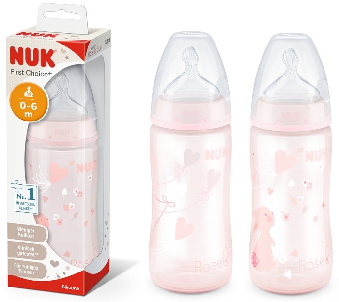 NUK BIBERON R&B PP 300 ML ROSE SILICONE 0-6 MESI 1 PEZZO