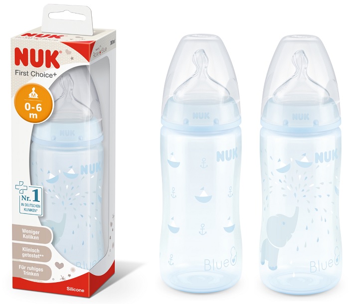 NUK BIBERON R&B PP 300 ML BLUE SILICONE 0-6 MESI 1 PEZZO