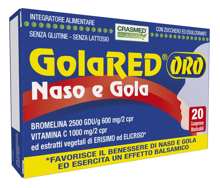 GOLARED ORO NASO E GOLA 20 COMPRESSE MASTICABILI